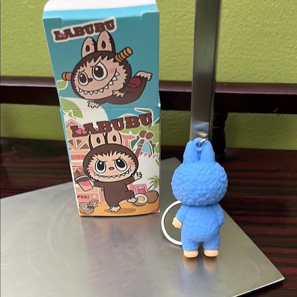 Fashion Blue Keychain Toy & Pink PomPom With Flower Charm-#1 - Picture 5 of 11